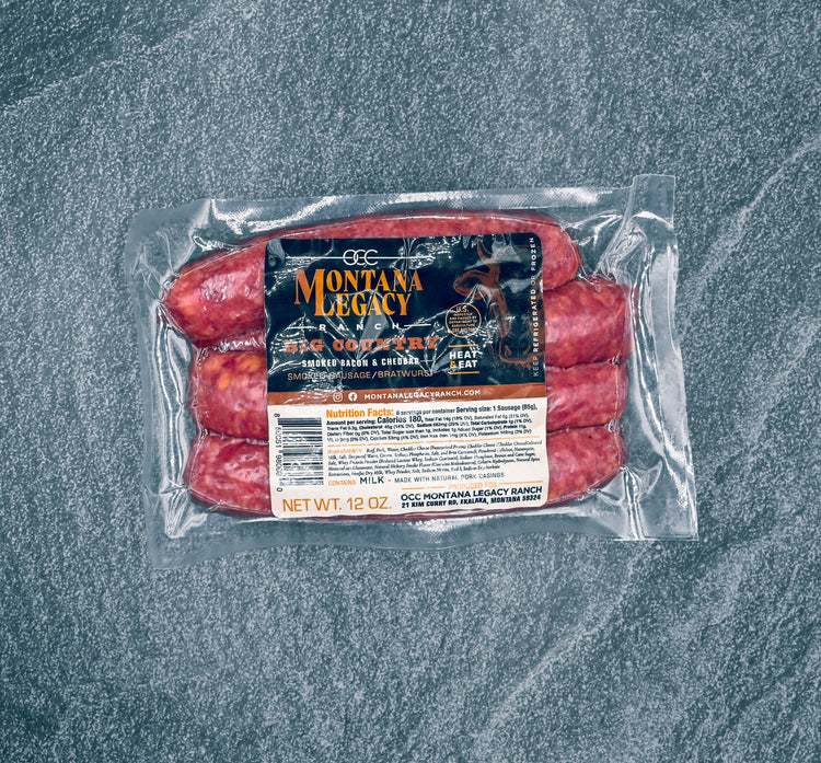 12 Pack | Big Country Bacon-n-Cheddar Smoked Sausage/Bratwurst | 12 oz