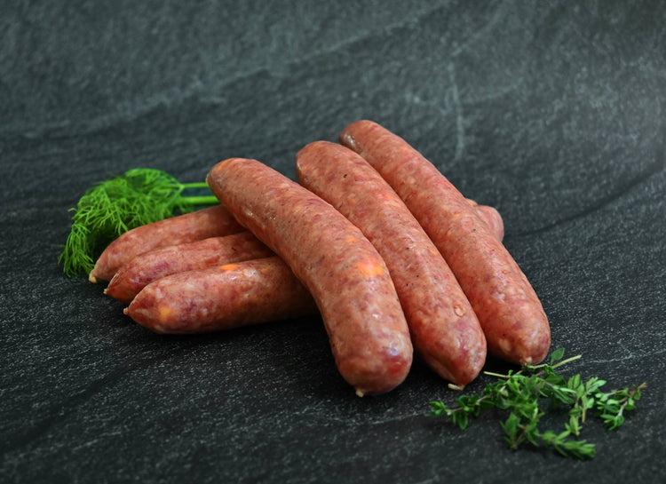 Salchichas con queso cheddar del viejo oeste